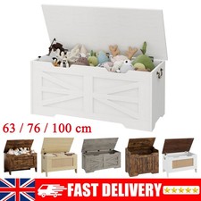 63/76/100 cm Storage Chest Wooden Storage Bench Blanket Storage Box Toy Chest UK