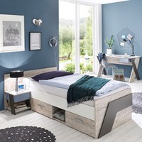 Jugendzimmer Kinderzimmer Set 90X200 Jugendbett Nachttisch Schreibtisch Eiche Nb
