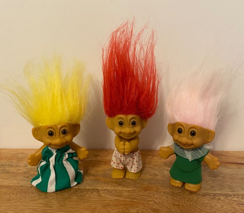 Vintage Russ Berrie 4" Troll Dolls, Each with Their Outfits