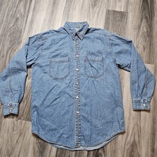 VTG Men  s Levi  s Red Tab Long Sleeve Denim Button Down Shirt Size Medium Western