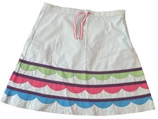 Mini Boden Blue Cotton Skirt Adjustable Waist Lined Scalloped Trim Size 13/14 Yr