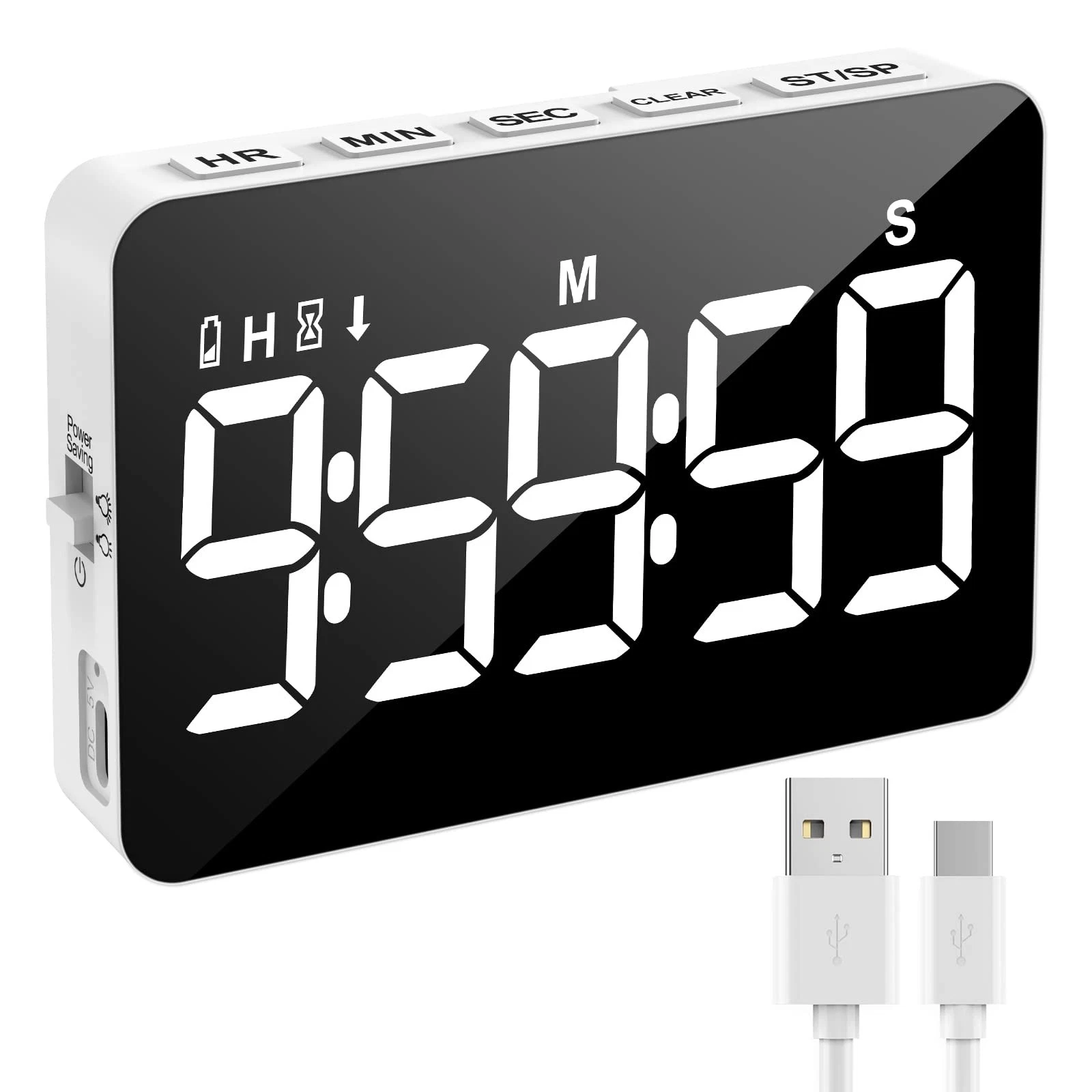 Rechargeable Digital Kitchen Timer for Cooking, Magnetic Timers Black+white