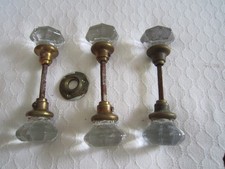 3 Vintage 8 Point Crystal Glass & Brass DOOR ...