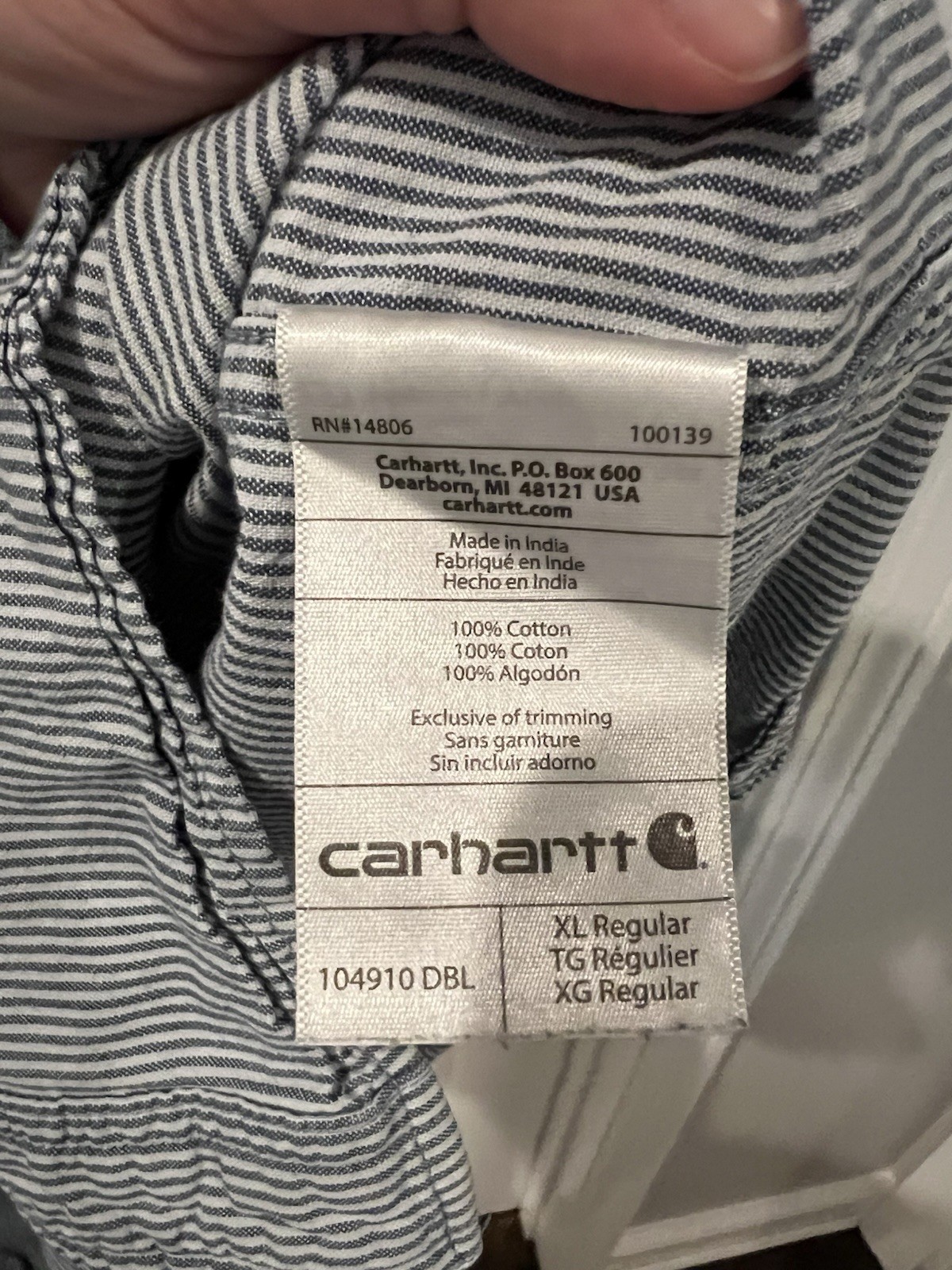 Carhartt Loose Fit Pinstripe Button Down Cotton Shirt Size XL thumbnail 5