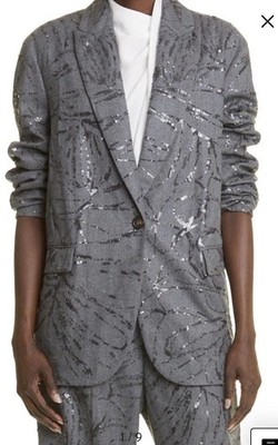 Brunello Cucinelli Wool Flannel Sequin Blazer Suit Pants Sz XL  14 50  NWT $9949