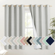 NICETOWN Grey Complete 100 Blackout Curtain Set for Cafe, 52W x 48L, 2