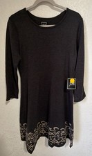 Jessica Howard Sweater Dress Size L Gray Scroll Hem Knit