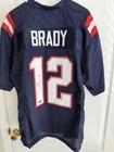 Tom Brady Signed Patriots #12 Blue Football Jersey Autographed with COA