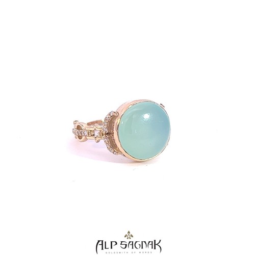 Alp Sagagnak 18K Gelbgold Ring Diamanten Chalcedon - Bild 5 von 7