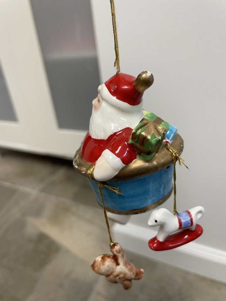 Adorable Vintage Christmas Ornament (china/ceramic) — Santa in a Hot