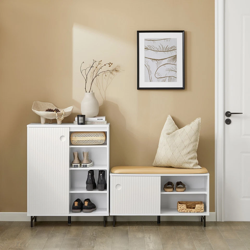 SoBuy Schuhschrank Küchenschrank Sideboard mit Schiebetüren Kommode FSB62-W - Bild 3 von 4