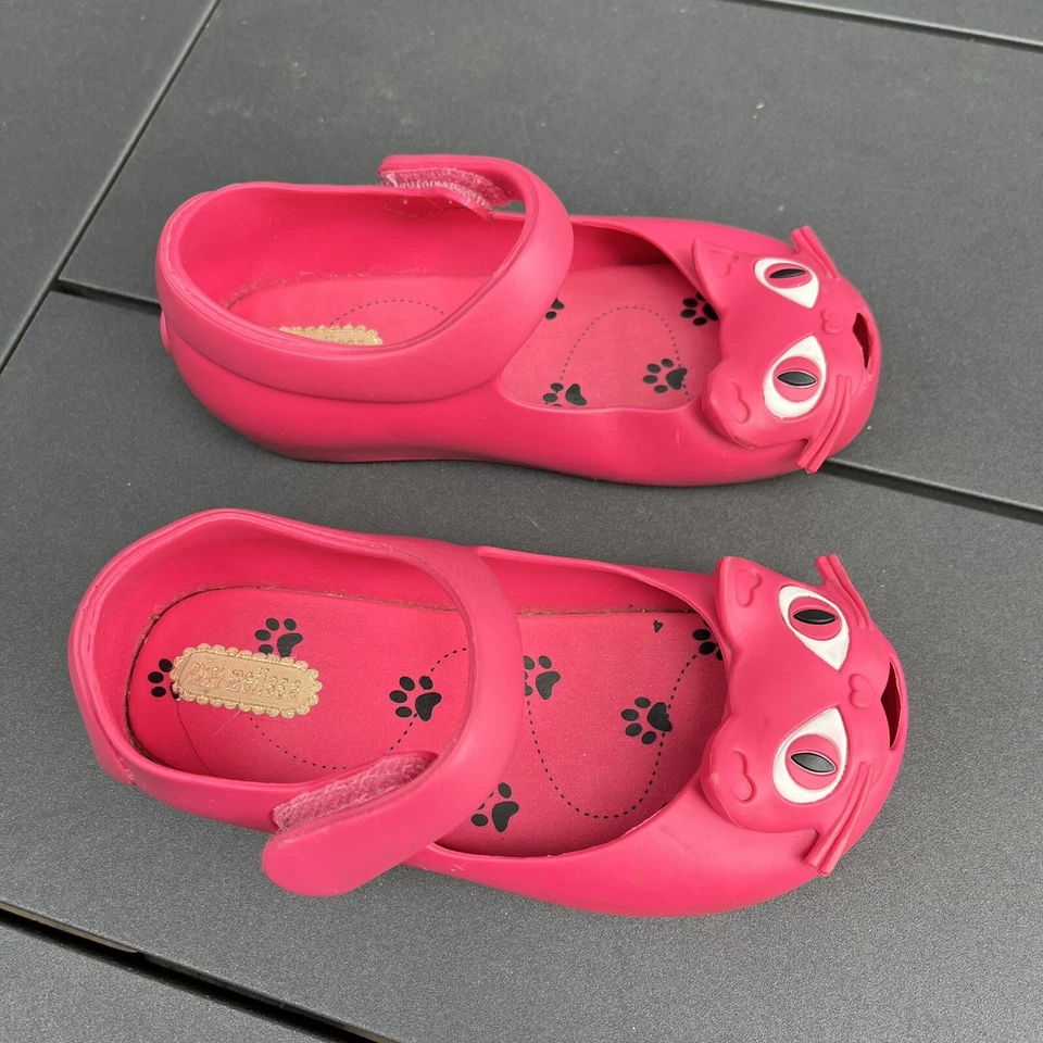 Mini Melissa Ultragirl II Pink Cat Mary Jane Flats Shoes Toddler Girls Size 9 - Image 4 of 4