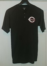 CHAMPRO SPORTS MLB CINCINNATI REDS 19 MEN'S BLACK POLYESTER SS HENLEY SHIRT SZ M