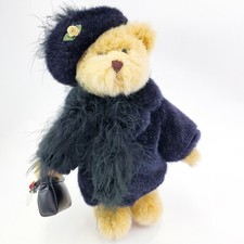 Berkeley Designs Teddy Bear Blonde Jointed Black Coat Hat Purse 14" 2001