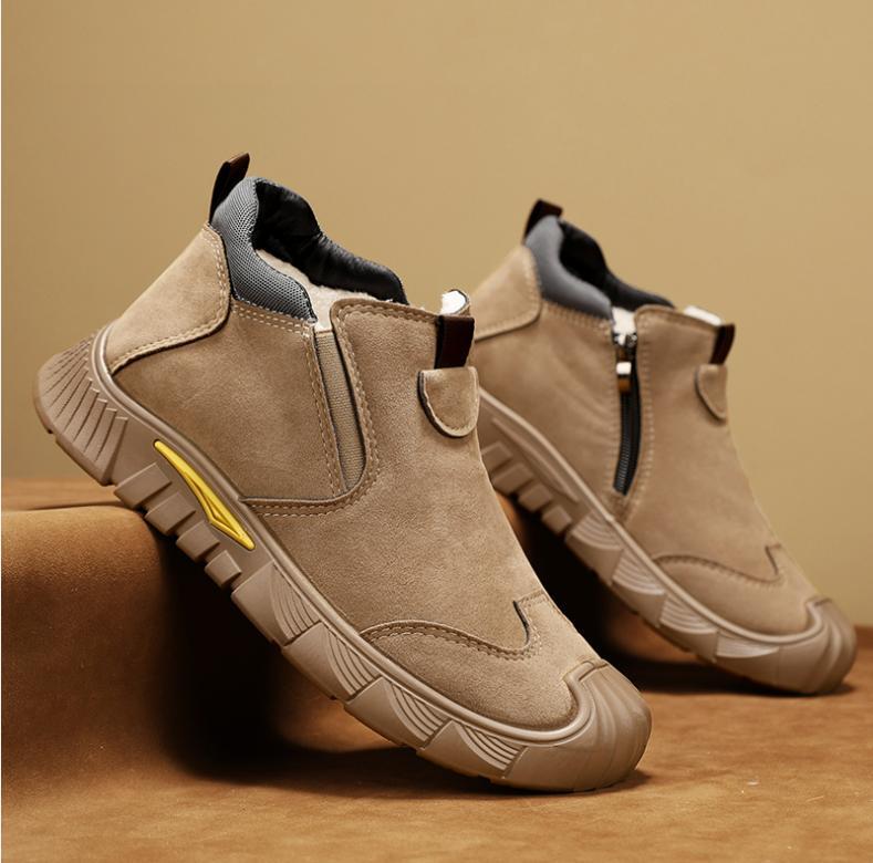 SAOLA Stivaletto uomo casual zip laterale cotone pad alto Oxford scarpa attrezzi