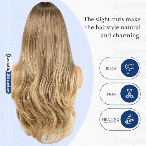 HAIRCUBE 24 Zoll gemischt aschblond Perücke lang lockig Frauen Pony weiblich tägliche Schönheit - Bild 5 von 17
