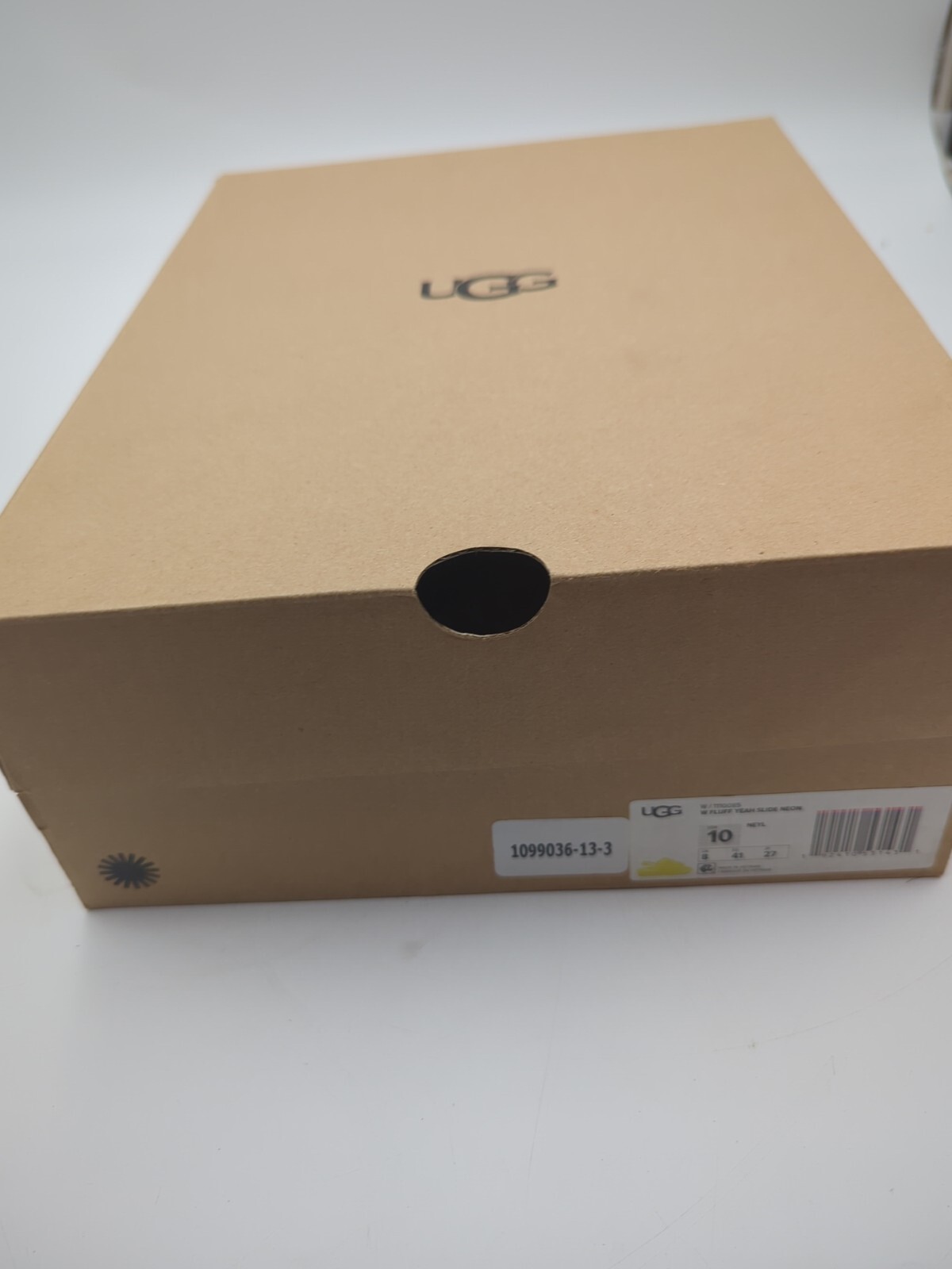 PANTOFOLA D’ORO SANDALO UGG FLUFF YEAH SLIDE NEON MOCASSINO GIALLO SLIP ON US 10 EU 41 REGNO UK 8