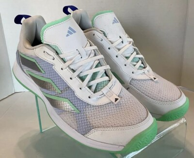 EUC adidas AvaFlash White Green Blue Pickleball Tennis Shoes Women s 9.5