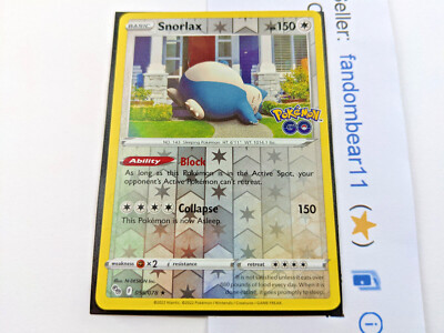 SNORLAX REVERSE HOLO RARE card 055/078 Sword & Shield Pokemon Go 2022 TCG  Kanto