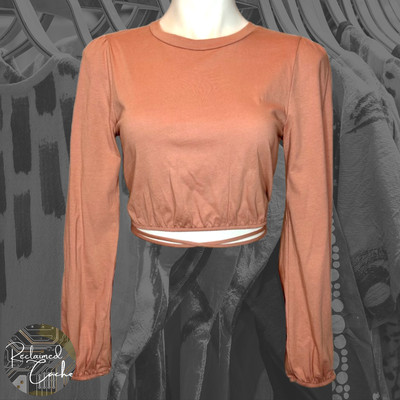 Le Lis Collection Womens Dusty Rose Long Sleeve Open Tie Back Crop Top Size L