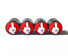 White Cartoon Glove Middle Finger Tire Valve Caps - Set Of Four - Fits All Autos White Cartoon Glove Middle Finger Tire Valve Caps - Set Of Four - Fits All Autos