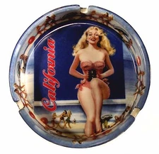 "CALIFORNIA" Souvenir Ashtray-Beautiful Women / Ladies in Bathing Suits on Beach
