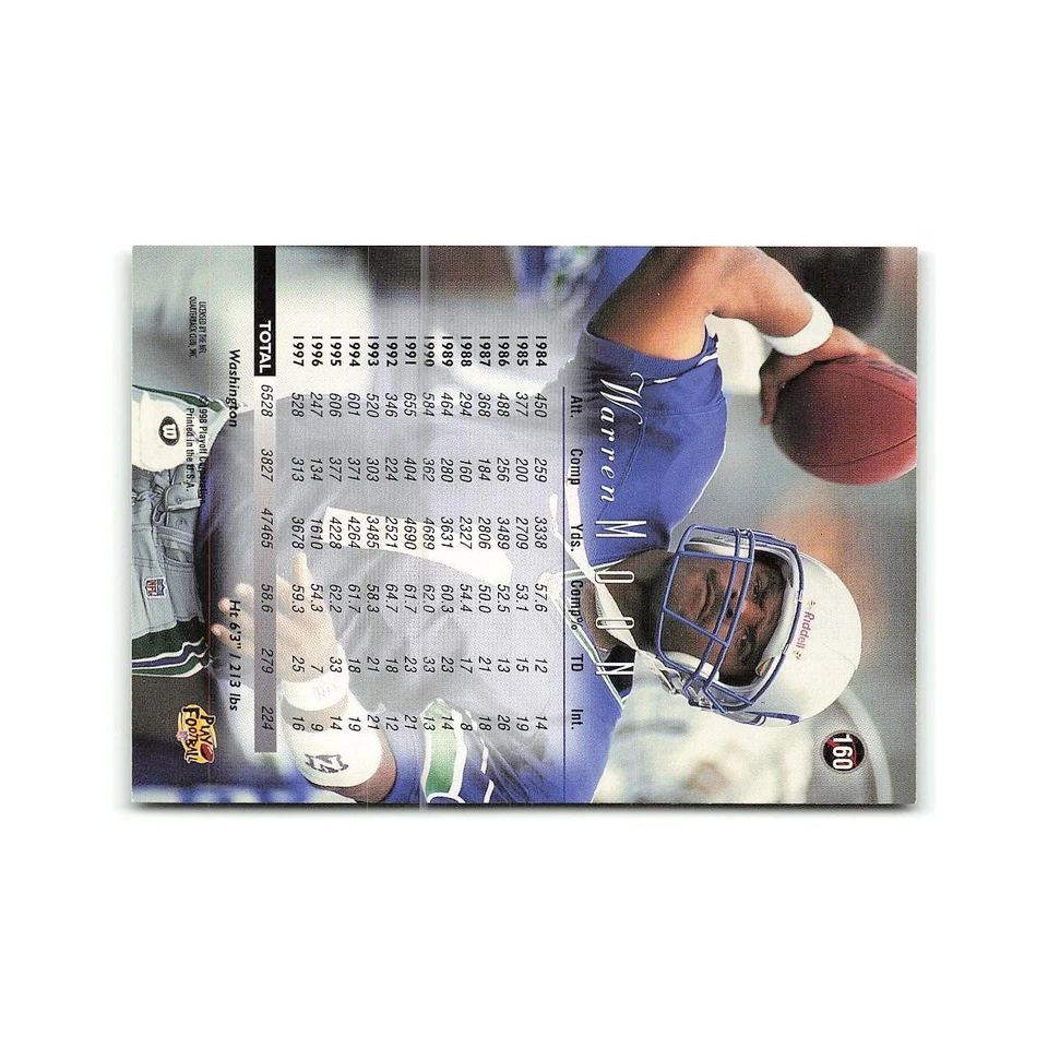 Warren Moon 1998 Playoff Prestige #160 Seattle Seahawks Football Card NM - Image 2 of 3