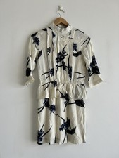 GANNI Off White Cream Floral Flash Ruffle Mini Shift Dress Size XS VGC