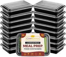 12 x Rectangular Black Base Meal Prep Containers - Storage with Airtight lids