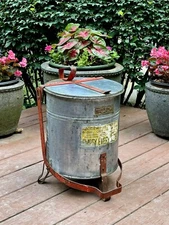 Vintage Justrite Industrial Metal Waste Can With Fully Functional Foot-Operation