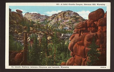 1943 Granite Canyon Sherman Hill Wyoming Sanborn Souvenir Linen Postcard
