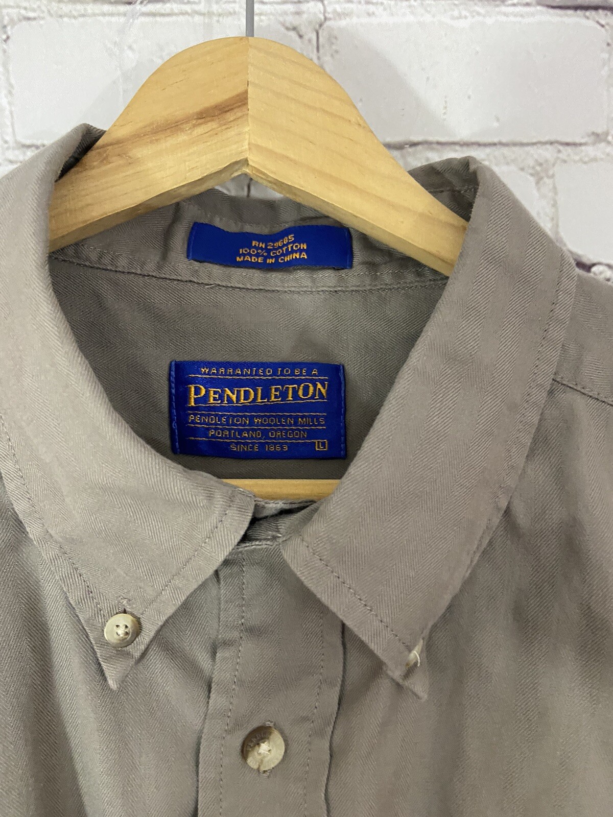 Pendleton Solid Tan Cotton Button Front Long Slee… - image 2