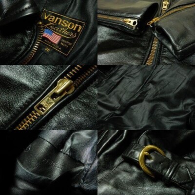 Vanson ENF ENFIELD Leather Collared Single Riders Jacket men 36