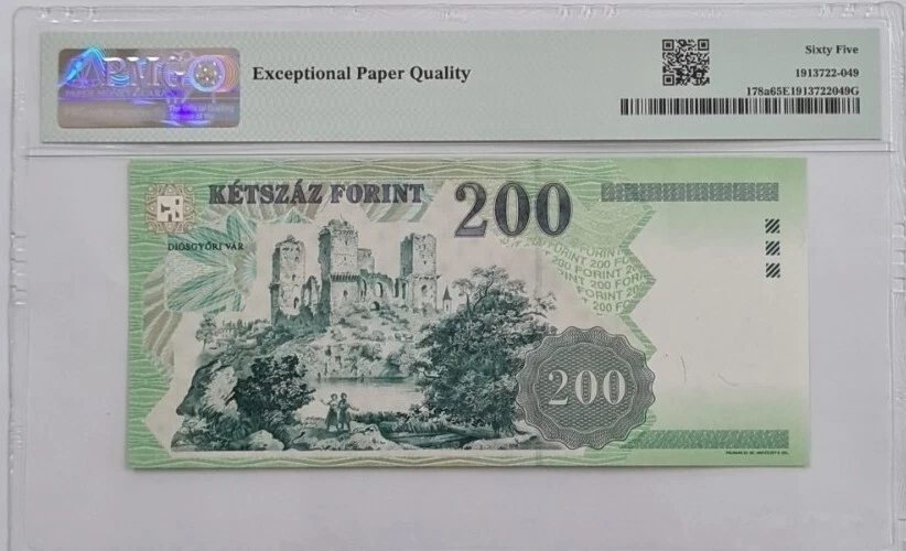 1998 HUNGARY 200 Forint PMG65 EPQ GEM UNC 【P-178a】 - Image 2 of 4