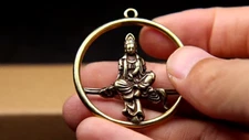 Pure Brass Bodhisattva Key Chain Ring Lanyard Pendant Buddhist Buddha Figurine