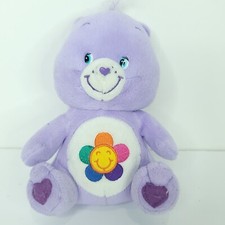 Care Bear Harmony Bear Beach Purple Plush 8 Rainbow Flower Stuffed