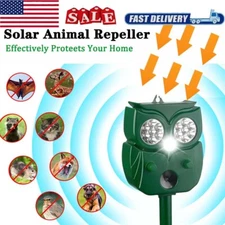 Upgraded Solar Ultrasonic Animal Repellent Dog Cat Skunk Deer Raccoon For Garden