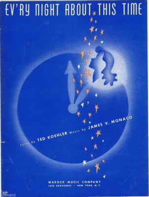 Ev'ry Night About This Time, 1942, vintage sheet music