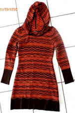 PrAna Meryl Chevron Hooded Sweater Dress Brown Orange Mini Womens S E997
