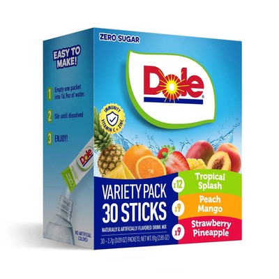 Dole Powder Drink Mix Variety Pack Sugar-Free 30 Ct Fresh