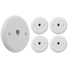Telephone Jack Wall Plate 1-Port Round 6P4C RJ11 5-Pack White RPWP-WH-05