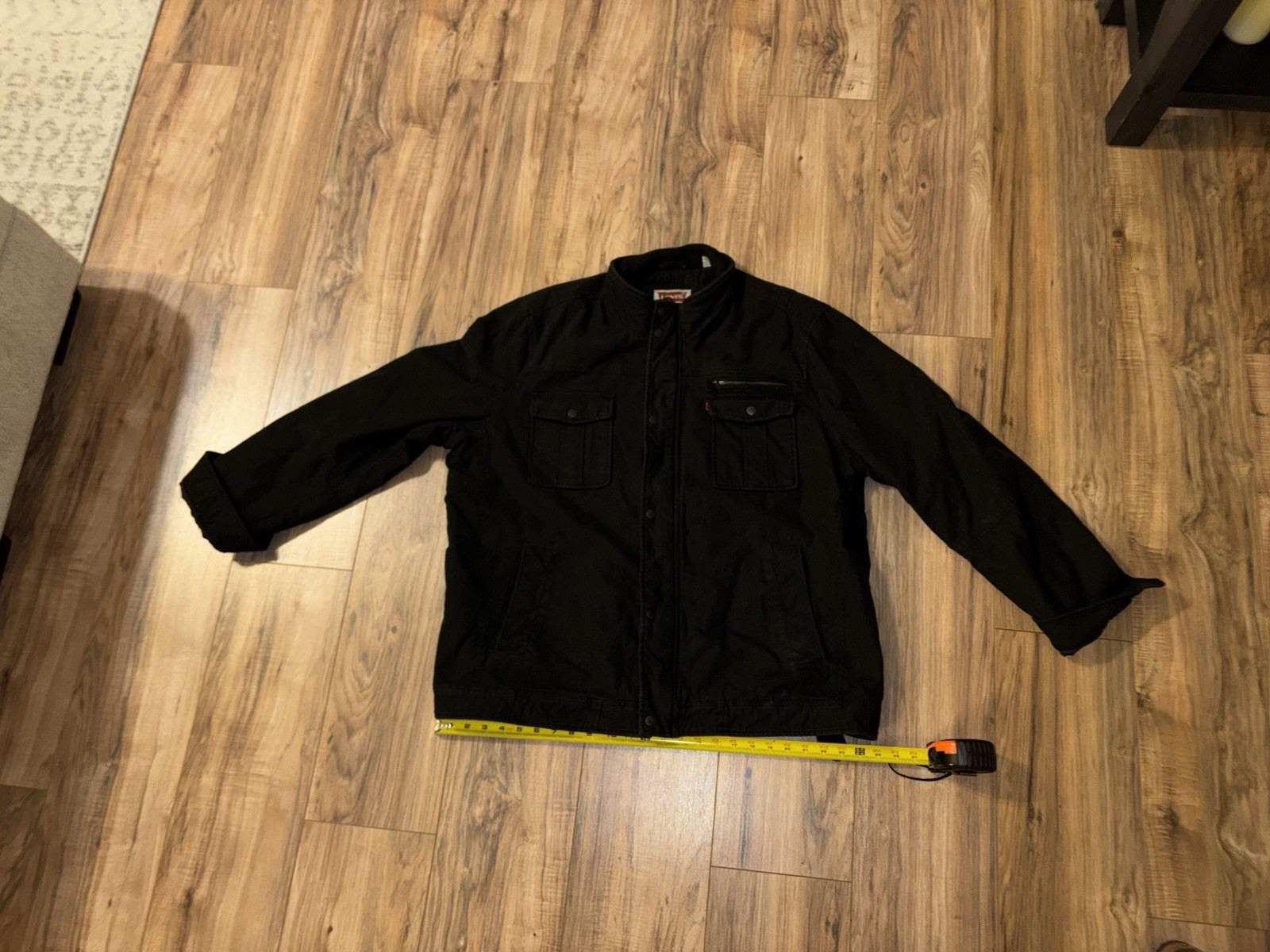 Levi's Black Military Style Stand-Up Collar Jacket Zip Button XXL Men thumbnail 6