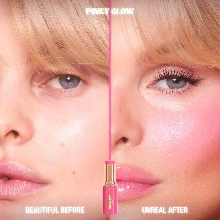 Barra de rubor Charlotte Tilbury Unreal Lip + Cheek Glow ácido hialurónico, brillo rosado Foto 4 de 4