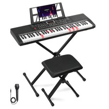 Ktaxon 61 Key Lighting Keyboard with Piano Stand, Piano Bench,LED Screen