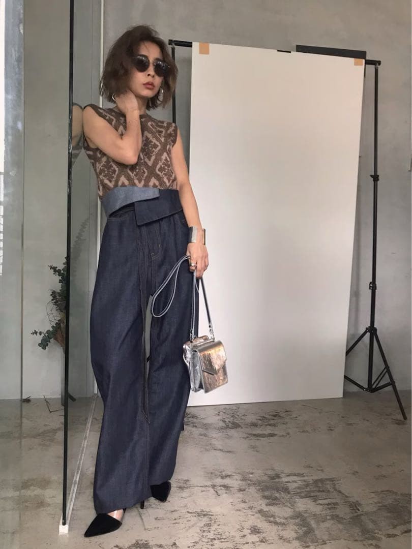 Ameri Vintage Wrap Denim Pants Straight - image 3