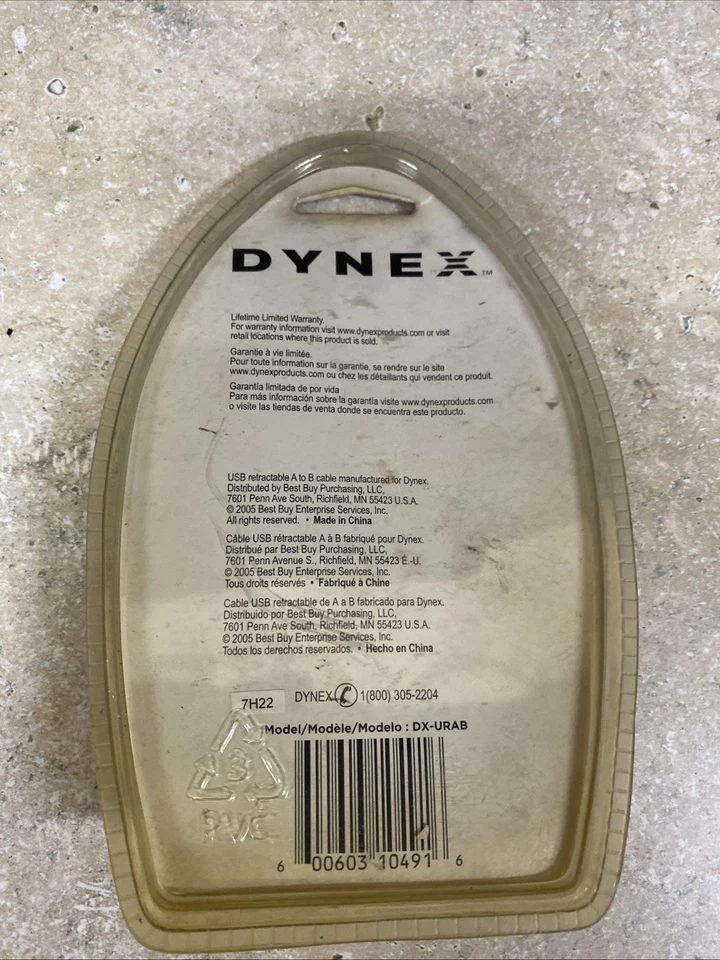 USB Retractable A to B USB Cord  4 Ft Dynex unopened package - Image 3 of 4
