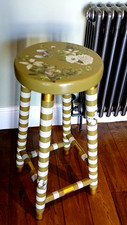 Upcycled Whimsical Hand Painted Froggy Bar Stool