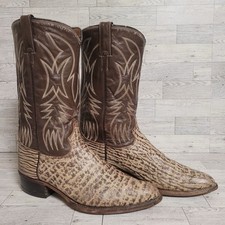 Men's Vintage 70's Justin Exotic Brown Sharkskin Leather Cowboy Boots Size 10.5