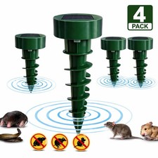 4 Pack Solar Ultrasonic Mole Repellent Outdoor Yard Pest Deterrent