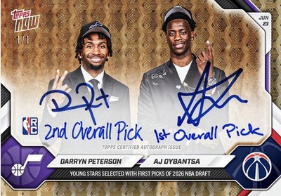 Darryn Peterson / AJ Dybantsa 2026 NBA Topps NOW  Presale CHANCE @ 1/1 Dual Auto